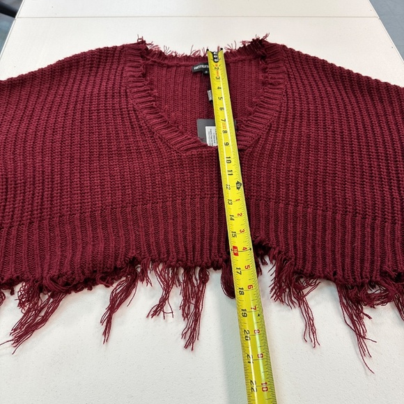 NWT PrettyLittleThing Fringe Sweater Jumper Distressed Rust Size S Small - Picture 10 of 12